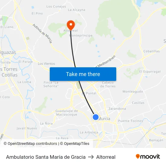 Ambulatorio Santa María de Gracia to Altorreal map