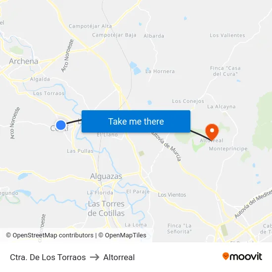 Ctra. De Los Torraos to Altorreal map