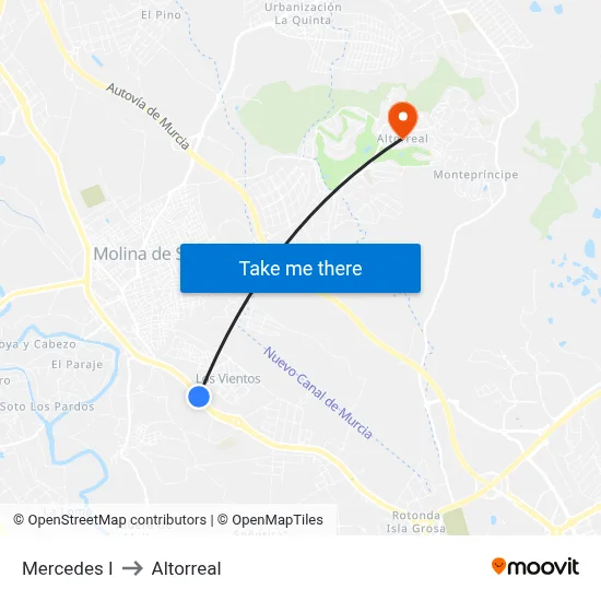 Mercedes I to Altorreal map