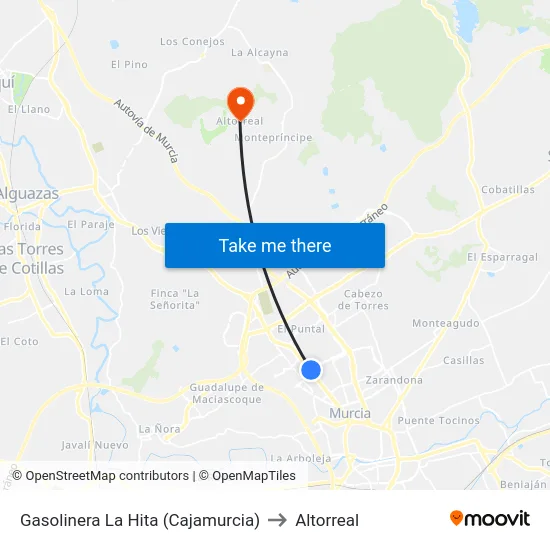Gasolinera La Hita (Cajamurcia) to Altorreal map