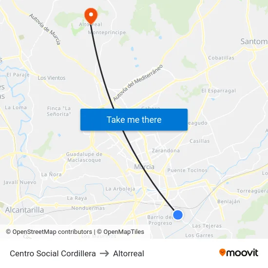 Centro Social Cordillera to Altorreal map
