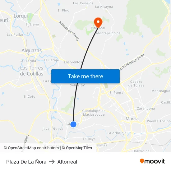 Plaza De La Ñora to Altorreal map