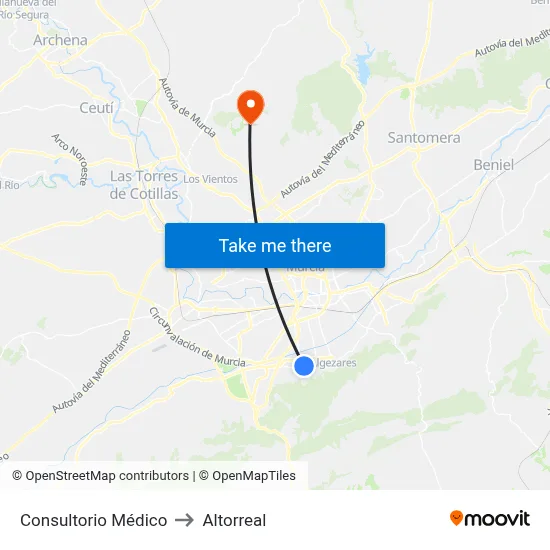 Consultorio Médico to Altorreal map