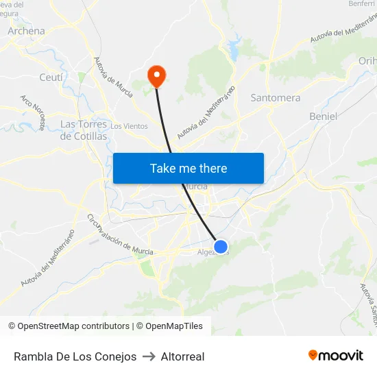 Rambla De Los Conejos to Altorreal map