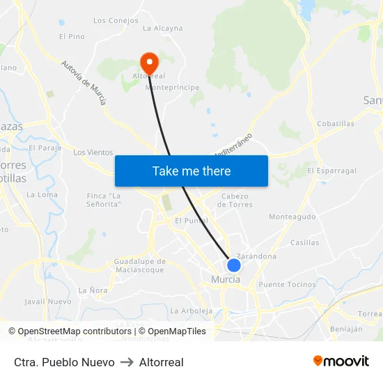 Ctra. Pueblo Nuevo to Altorreal map