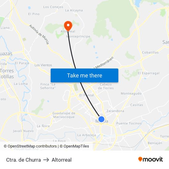 Ctra. de Churra to Altorreal map
