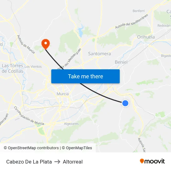 Cabezo De La Plata to Altorreal map