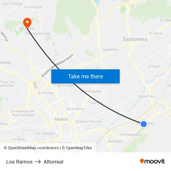 Los Ramos to Altorreal map