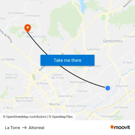 La Torre to Altorreal map