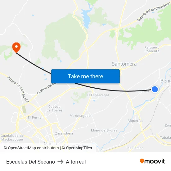 Escuelas Del Secano to Altorreal map