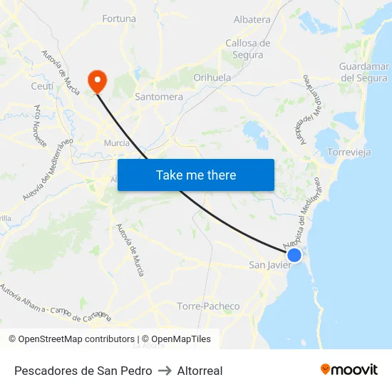Pescadores de San Pedro to Altorreal map