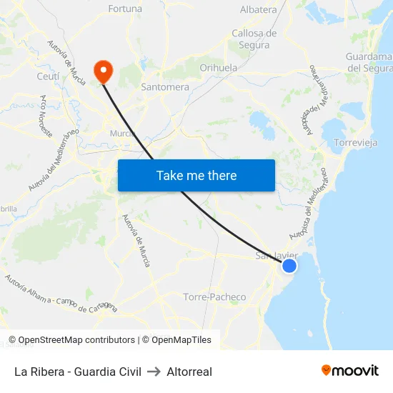 La Ribera - Guardia Civil to Altorreal map