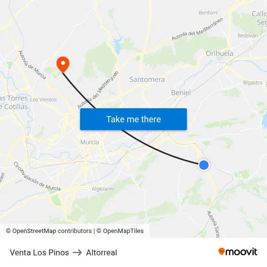 Venta Los Pinos to Altorreal map