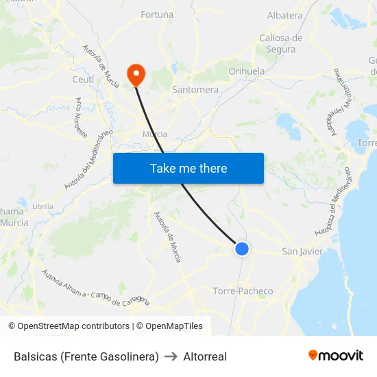 Balsicas (Frente Gasolinera) to Altorreal map
