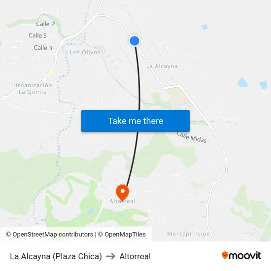 La Alcayna (Plaza Chica) to Altorreal map
