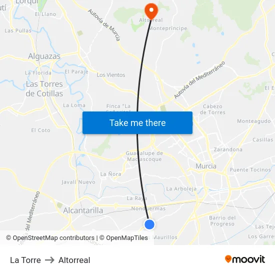 La Torre to Altorreal map