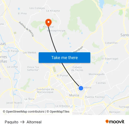 Paquito to Altorreal map