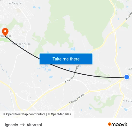 Ignacio to Altorreal map