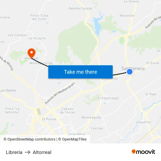 Librería to Altorreal map