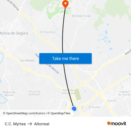 C.C. Myrtea to Altorreal map