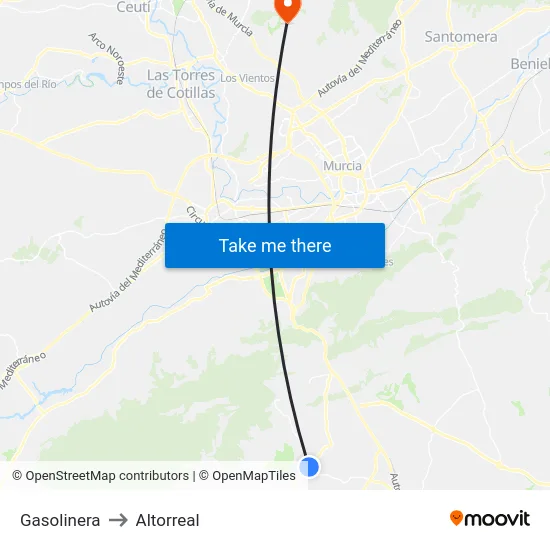Gasolinera to Altorreal map