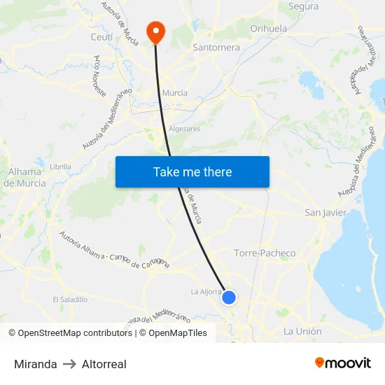 Miranda to Altorreal map