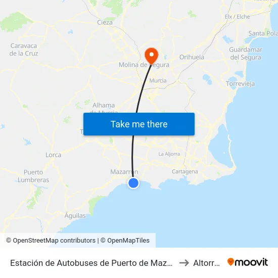 Estación de Autobuses de Puerto de Mazarrón to Altorreal map