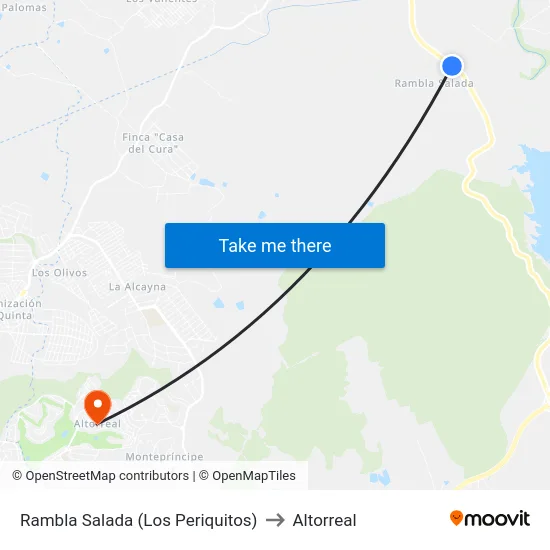 Rambla Salada (Los Periquitos) to Altorreal map