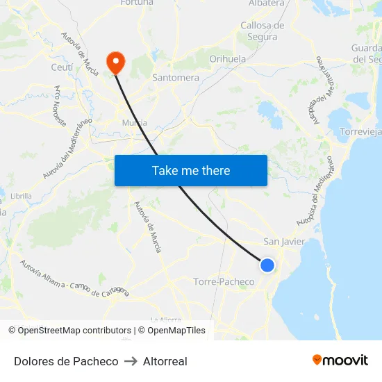 Dolores de Pacheco to Altorreal map