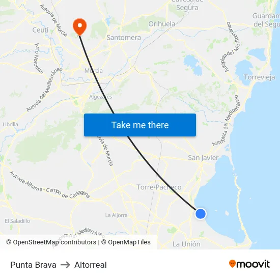 Punta Brava to Altorreal map