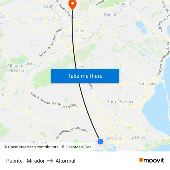 Puente - Mirador to Altorreal map
