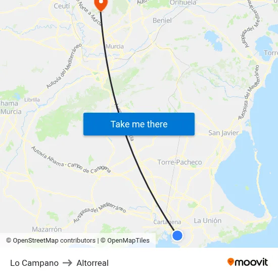 Lo Campano to Altorreal map