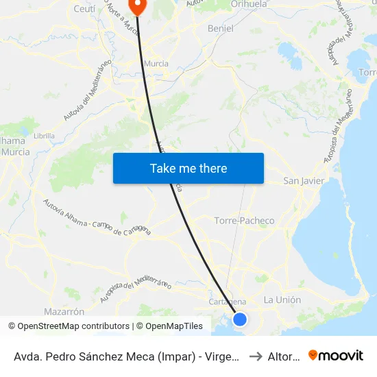 Avda. Pedro Sánchez Meca (Impar) - Virgen Del Rosario to Altorreal map