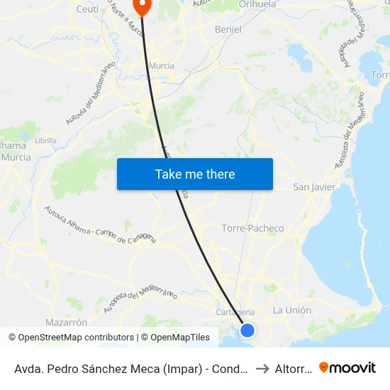 Avda. Pedro Sánchez Meca (Impar) - Conde de Ricla to Altorreal map