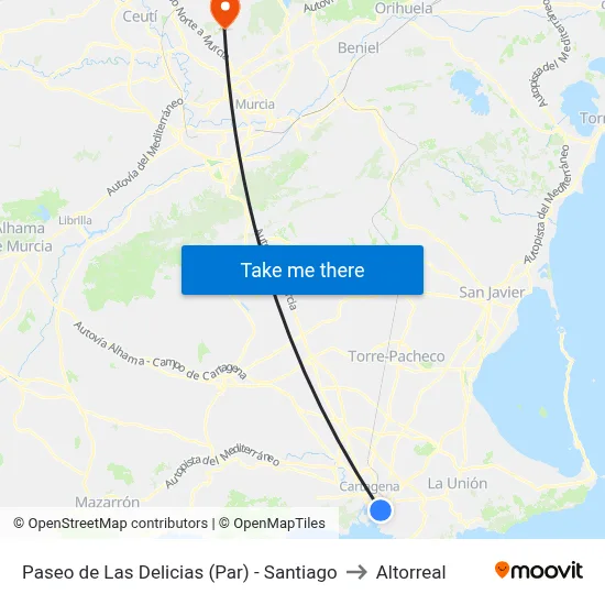 Paseo de Las Delicias (Par) - Santiago to Altorreal map