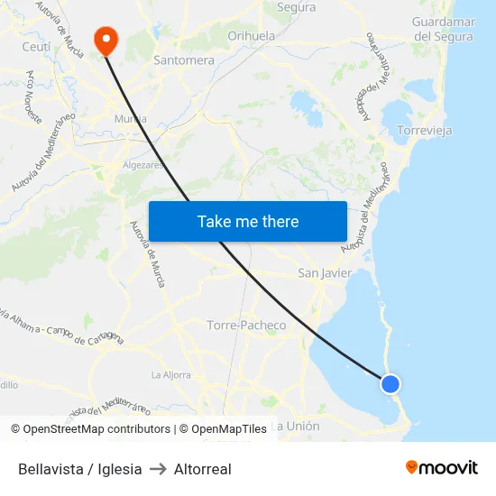 Bellavista / Iglesia to Altorreal map