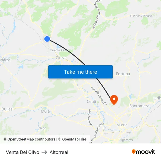 Venta Del Olivo to Altorreal map