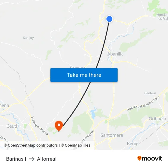 Barinas I to Altorreal map