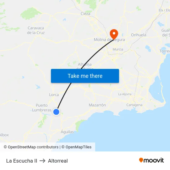 La Escucha II to Altorreal map