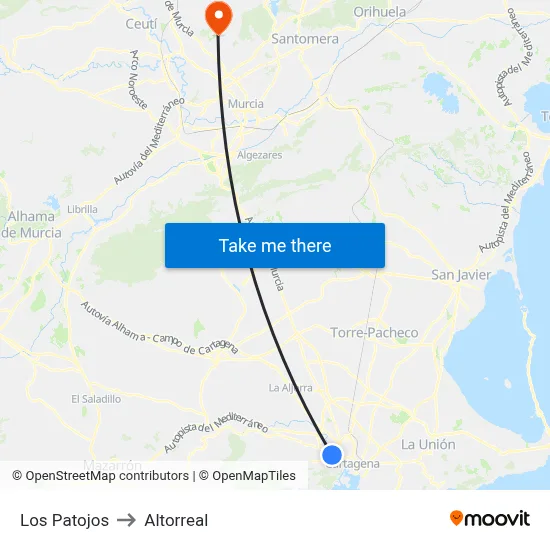 Los Patojos to Altorreal map