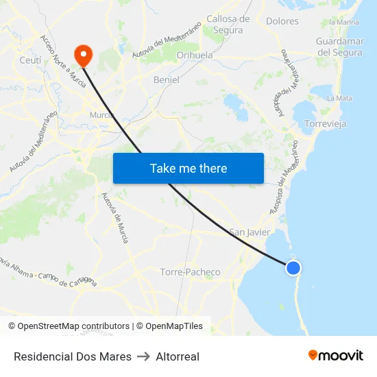 Residencial Dos Mares to Altorreal map