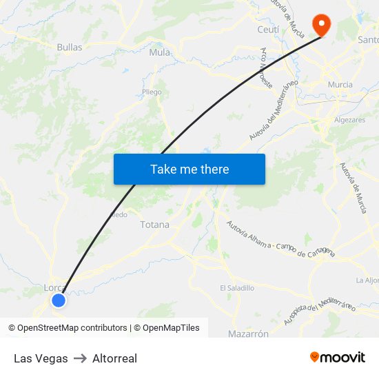 Las Vegas to Altorreal map