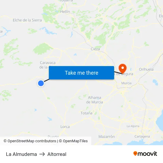 La Almudema to Altorreal map