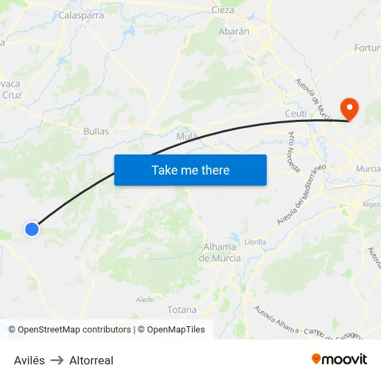 Avilés to Altorreal map