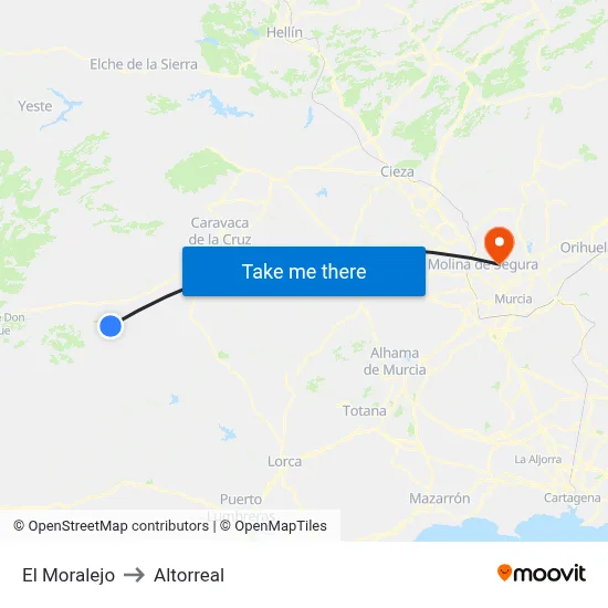 El Moralejo to Altorreal map