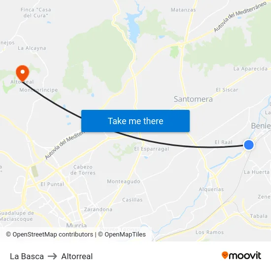 La Basca to Altorreal map
