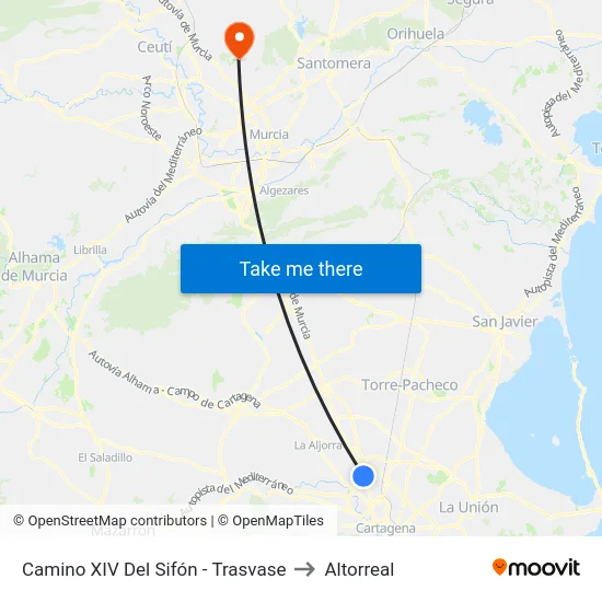 Camino XIV Del Sifón - Trasvase to Altorreal map