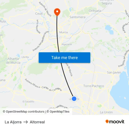 La Aljorra to Altorreal map