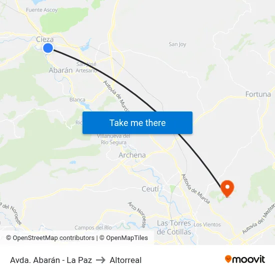 Avda. Abarán - La Paz to Altorreal map