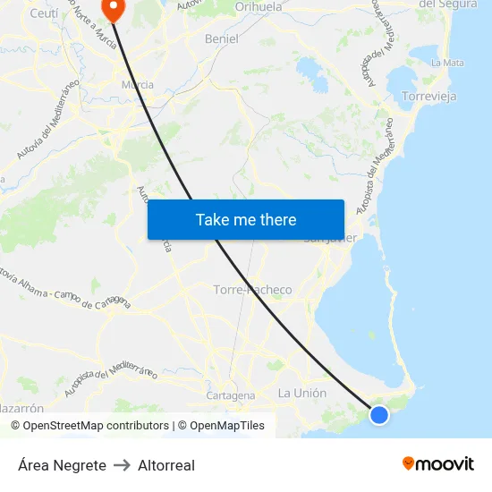 Área Negrete to Altorreal map
